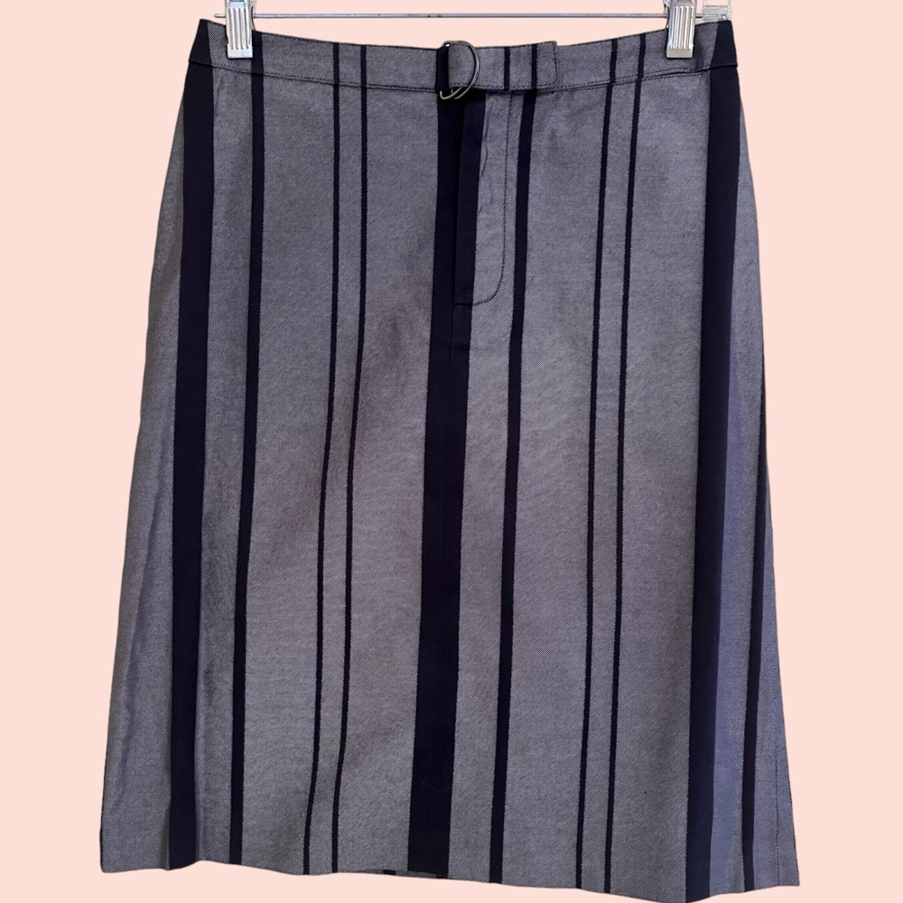 Club Monaco Black and Grey Stripe Zip Front Pencil Skirt 0